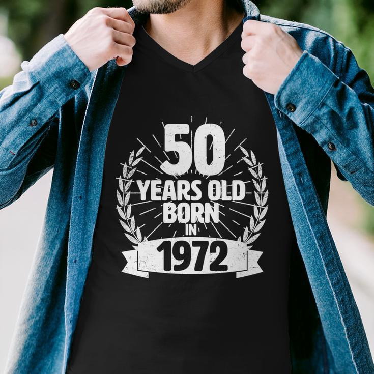 Vintage Wreath 50 Years Old Born In 1972 50Th Birthday Men V-Neck Tshirt