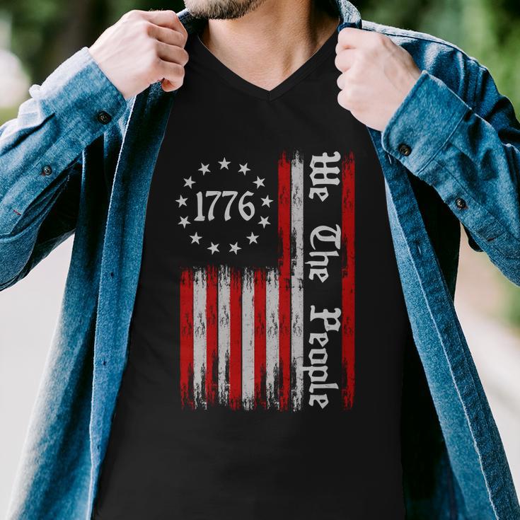 We The People 1776 Distressed Usa American Flag Men V-Neck Tshirt