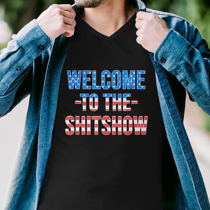 Welcome To The Shitshow Usa Flag Funny 4Th Of July Drinking Men V-Neck Tshirt