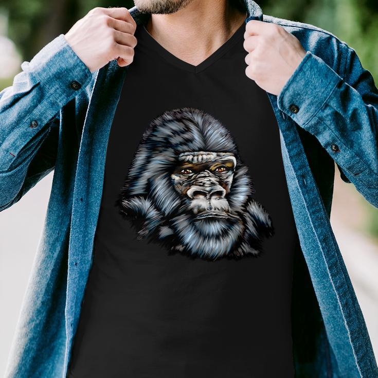 Wildlife - Big Face Gorilla Portrait Men V-Neck Tshirt