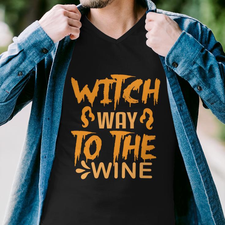 Witch Way To The Wine Halloween Quote Men V-Neck Tshirt