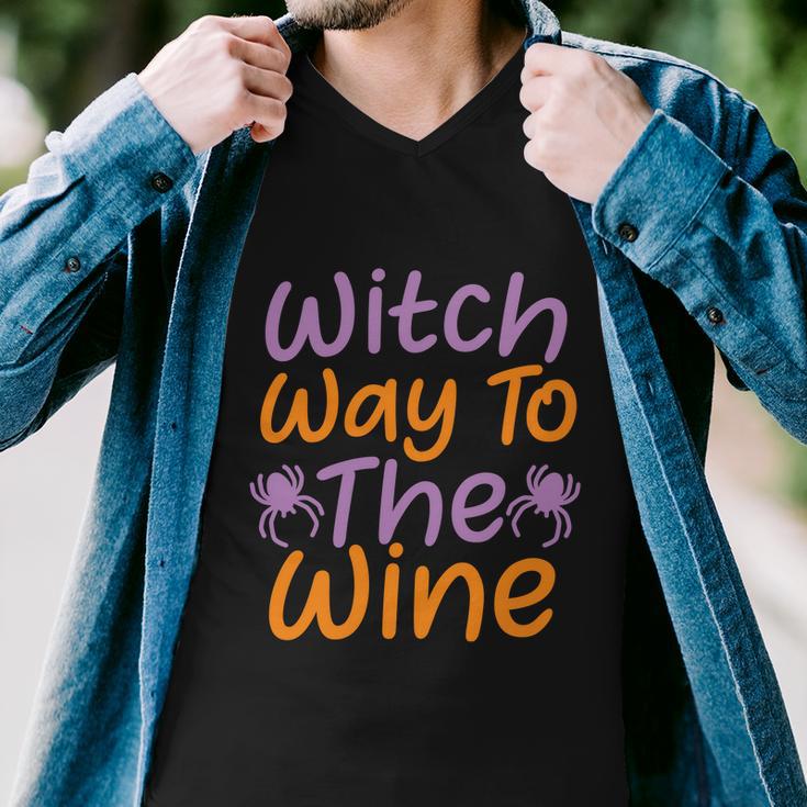 Witch Way To The Wine Halloween Quote V4 Men V-Neck Tshirt