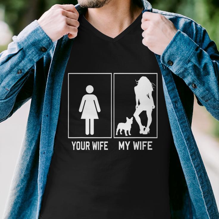 Your Wife My Wife French Bulldog Funny Frenchie For Husband Men V-Neck Tshirt