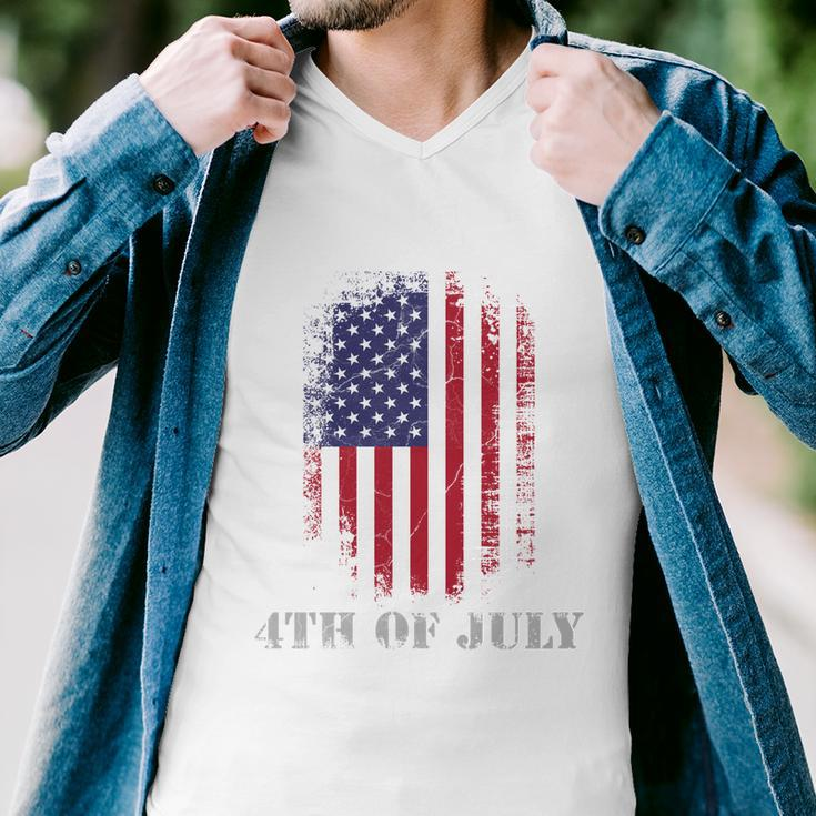 4Th Of July Usa Flag Vintage Distressed Independence Day Great Gift Men V-Neck Tshirt