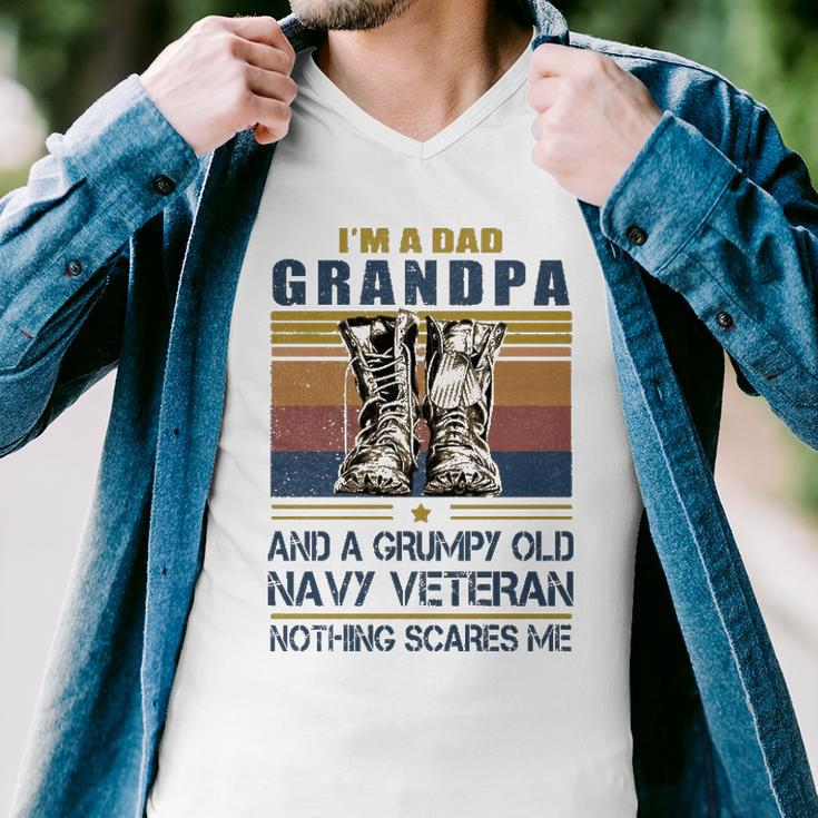 Dad Grandpa Navy Veteran Men V-Neck Tshirt