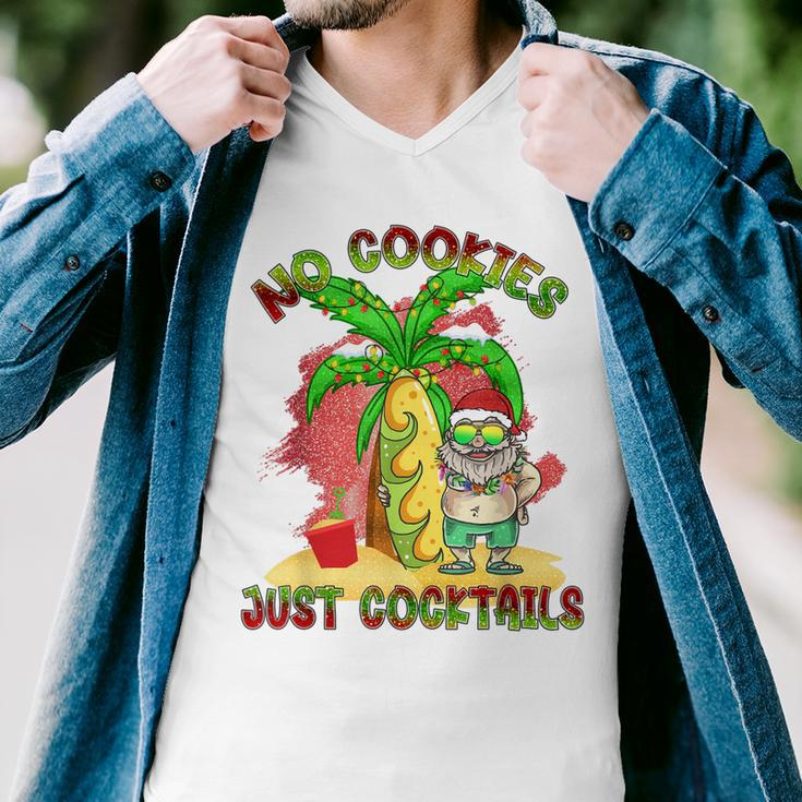 No Cookies Just Cocktails Funny Santa Christmas In July Men V-Neck Tshirt
