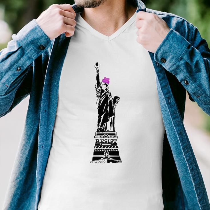 Statue Of Liberty Kitty Ears Resist Feminist Men V-Neck Tshirt