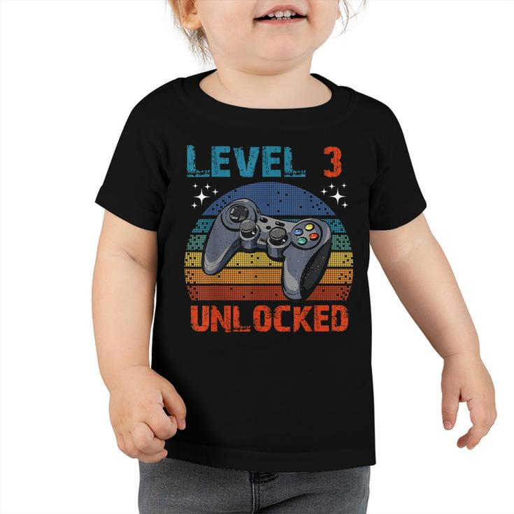 3Rd Birthday Gifts Level 3 Unlockd Video Games Gaming Toddler Tshirt