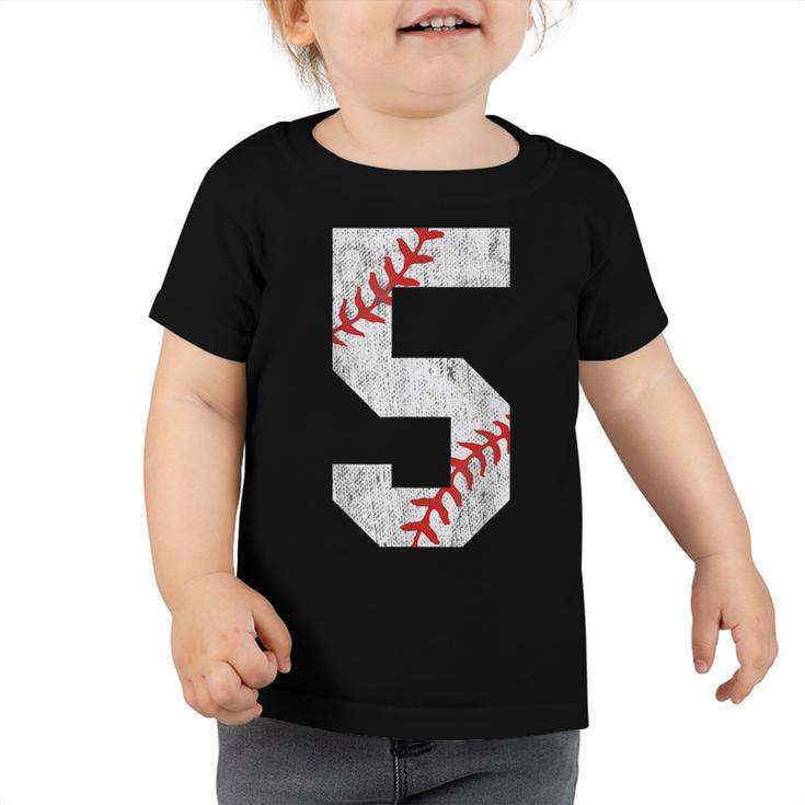 5Th Birthday Baseball Big Number Five 5 Year Old Boy Girl  V2 Toddler Tshirt