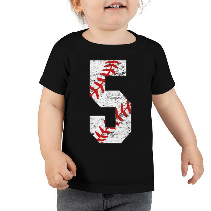 5Th Birthday Baseball Big Number Five 5 Year Old Boy Girl  V5 Toddler Tshirt