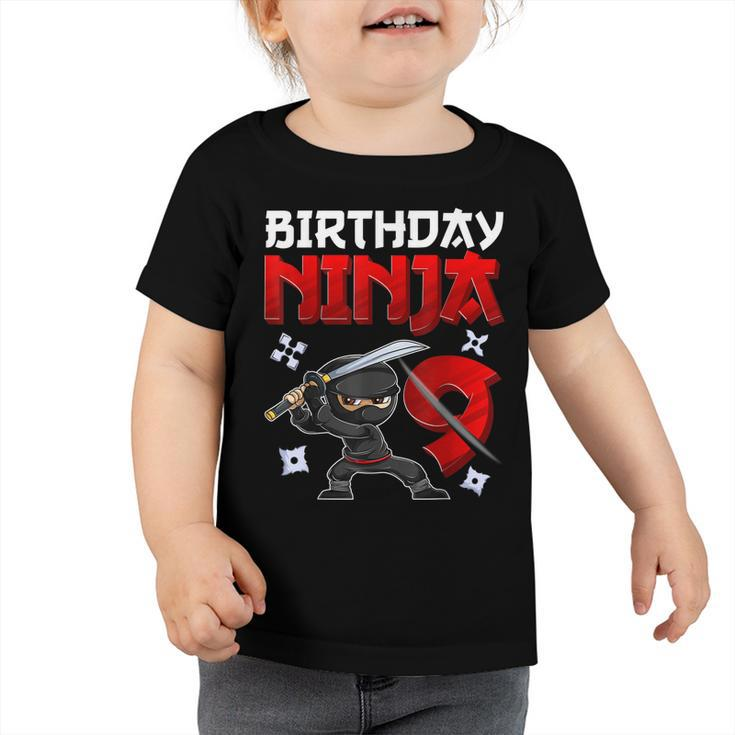 9 Years Old Boy Birthday  Birthday Ninja Boy  Toddler Tshirt