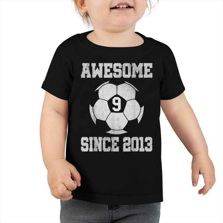 9Th Birthday Soccer Player 9 Years Old Vintage Retro  Toddler Tshirt