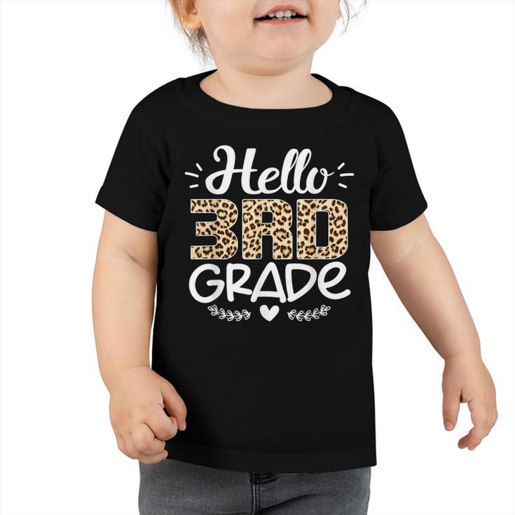 Back To School Hello 3Rd Grade Third Grade Leopard Teacher  Toddler Tshirt