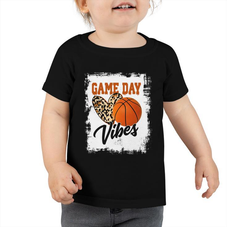 Bleached Game Day Vibes Basketball Fan Mom Grandma Auntie Cute Gift Toddler Tshirt