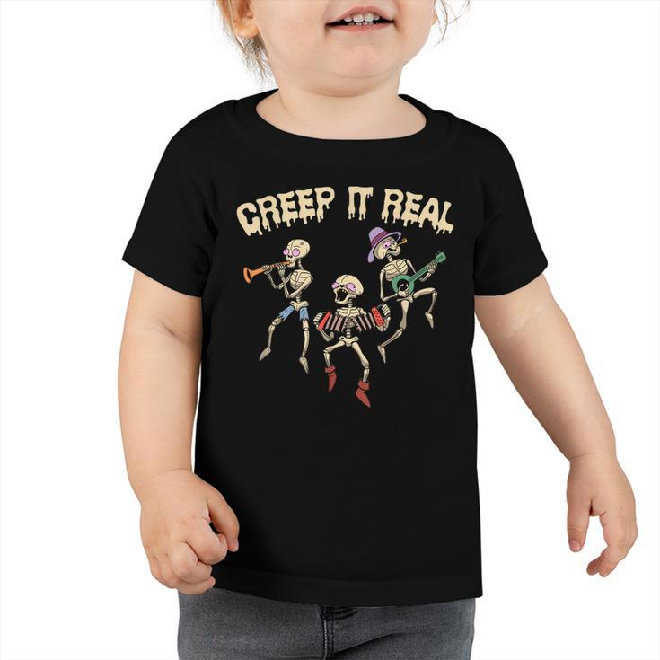 Creep It Real Skeleton Playing Music Funny Halloween  Toddler Tshirt