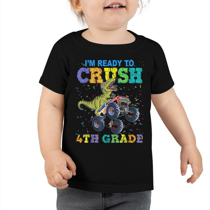 Crush 4Th Grade Dinosaur Monster Truck Back To School Boys  Toddler Tshirt