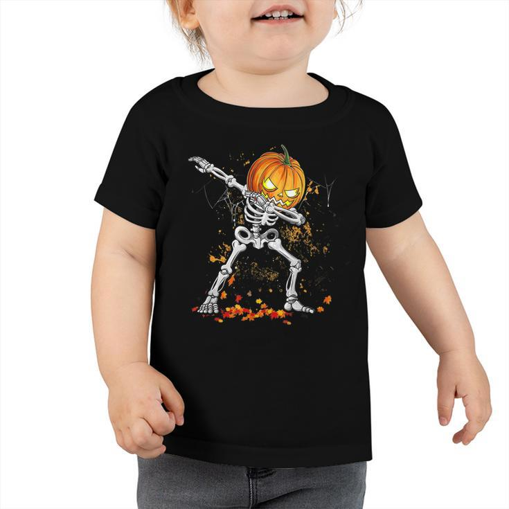 Halloween Boys Dabbing Skeleton Scary Pumpkin Jack O Lantern  V12 Toddler Tshirt