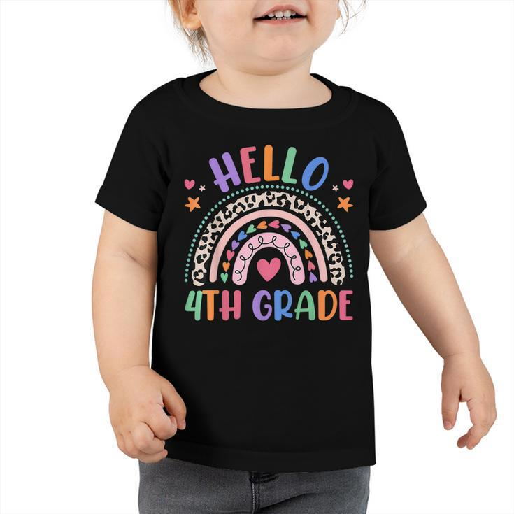 Hello 4Th Grade Leopard Boho Rainbow 1St Day Of School  Toddler Tshirt