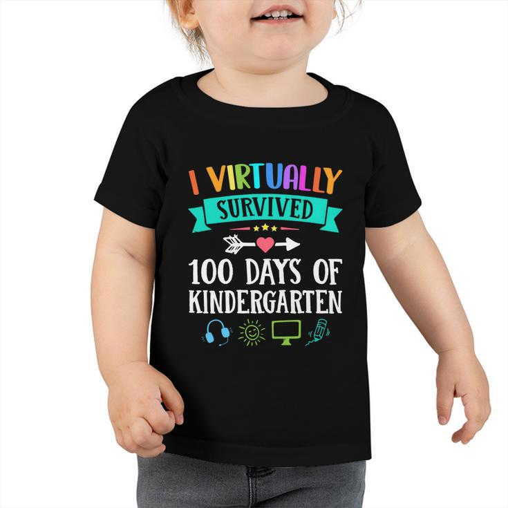 I Virtually Survived 100 Days Of Kindergarten Teacher Kids Meaningful Gift Toddler Tshirt