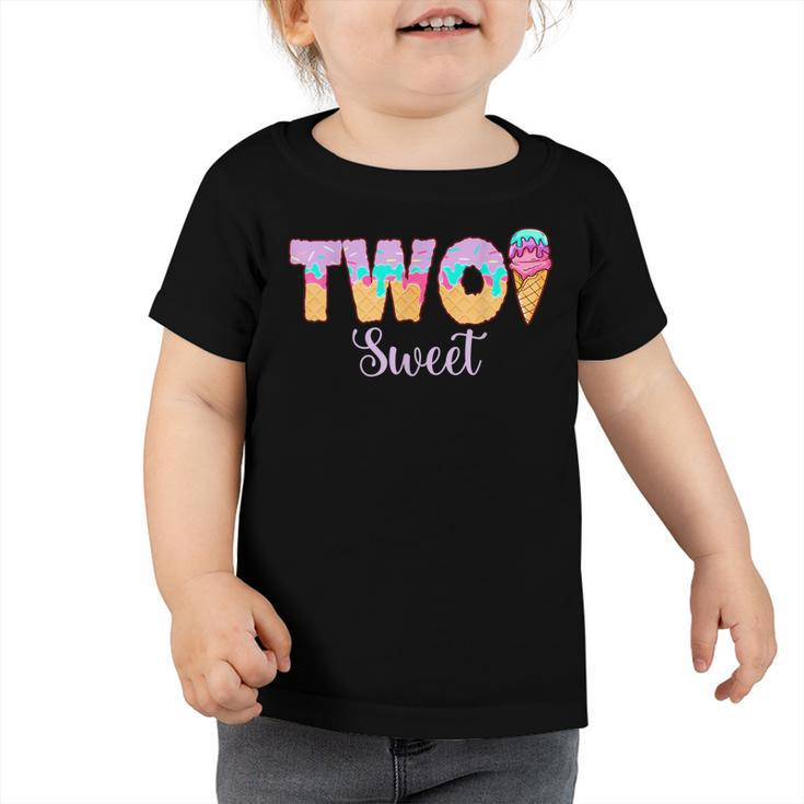 Ice Cream 2Nd Birthday Girl 2 Years Old Cute Matching  Toddler Tshirt