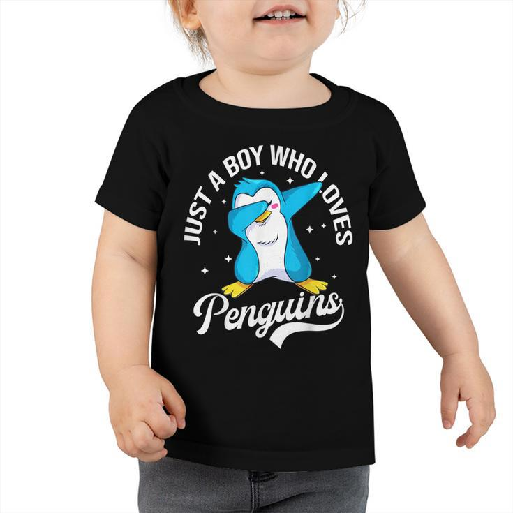 Just A Boy Who Loves Penguins Lover Kids Boys Penguin  Toddler Tshirt