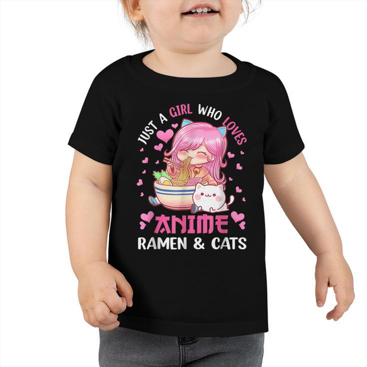 Just A Girl Who Loves Anime Ramen And Cats Kawaii Japanese  Toddler Tshirt