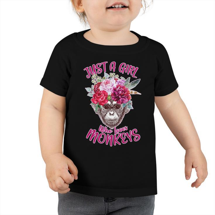 Just A Girl Who Loves Monkeys Cute Graphic Design Printed Casual Daily Basic Toddler Tshirt