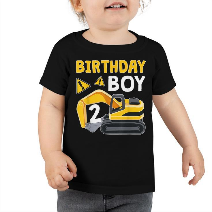 Kids 2 Years Old Boy 2Nd Birthday Gift Boy Toddler Excavator  Toddler Tshirt