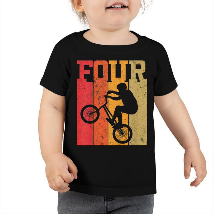 Kids 4Th Birthday Boys 4 Year Old Four Bmx Bike Racing Bicycle  V2 Toddler Tshirt