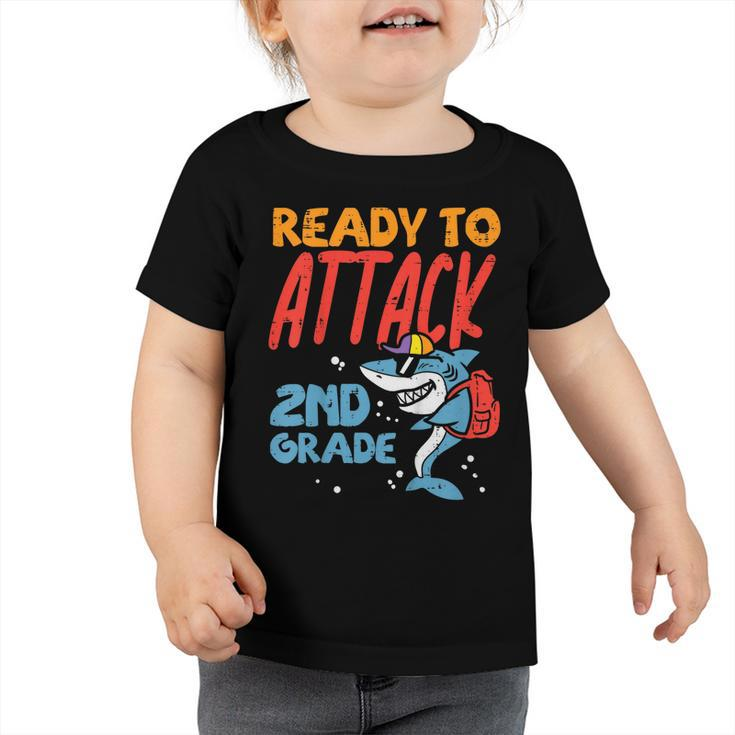 Kids Ready To Attach 2Nd Grade Shark First Day Of School Back To School Toddler Tshirt