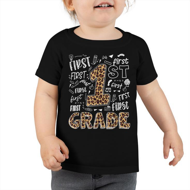 Leopard Print 1St Grade Teacher Kids Back To School  Toddler Tshirt