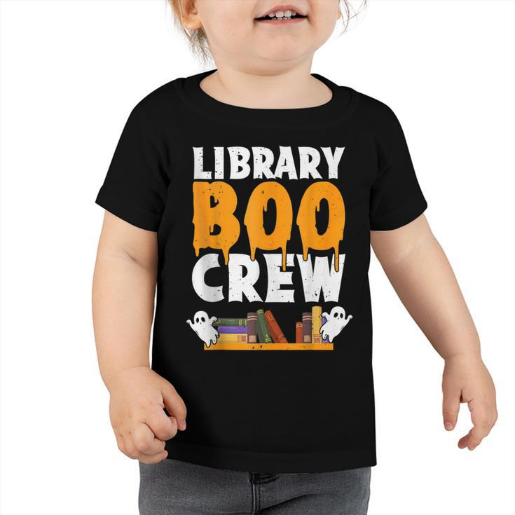 Library Boo Crew School Librarian Ghost Halloween Boys Girls  Toddler Tshirt