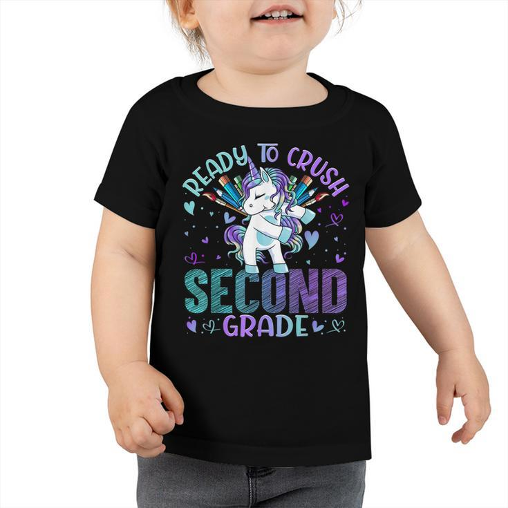 Ready To Crush Second 2Nd Grade Back To School Unicorn Kids  Toddler Tshirt