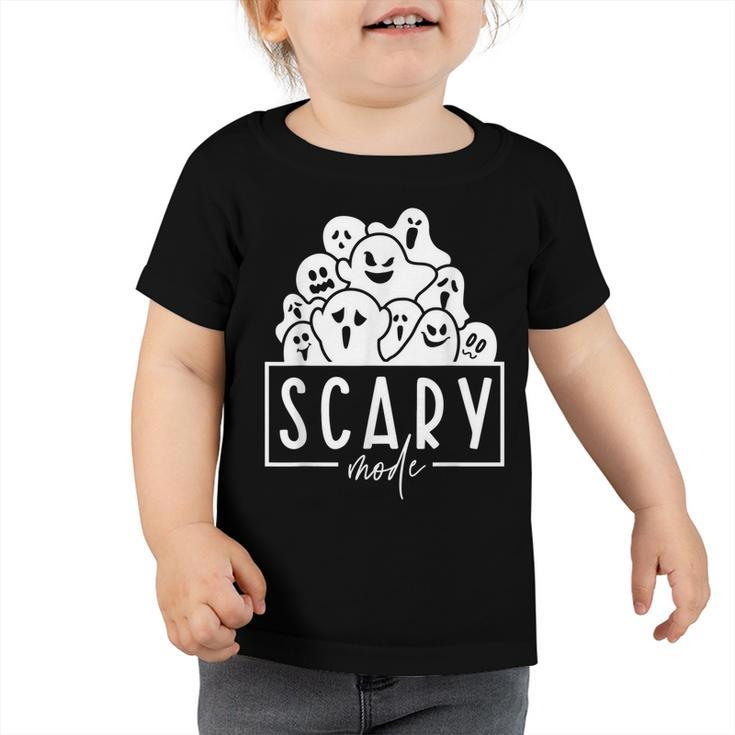 Scary Mode Boo Crew Ghost Spooky Vibes Funny Halloween  Toddler Tshirt