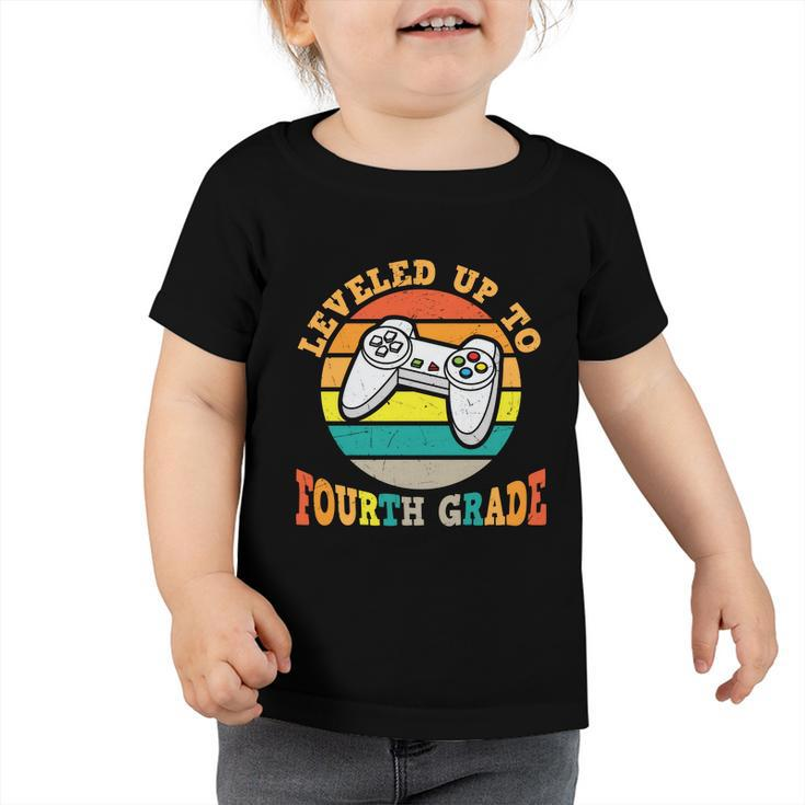 Video Game Back To School Leveled Up To Fourth Grade Vintage Toddler Tshirt