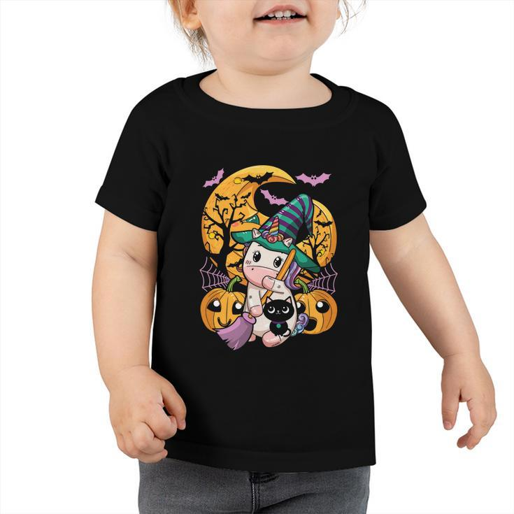 Witchy Unicorn Girls Halloween Cute Unicorn Pumpkin Graphic Design Printed Casual Daily Basic Toddler Tshirt