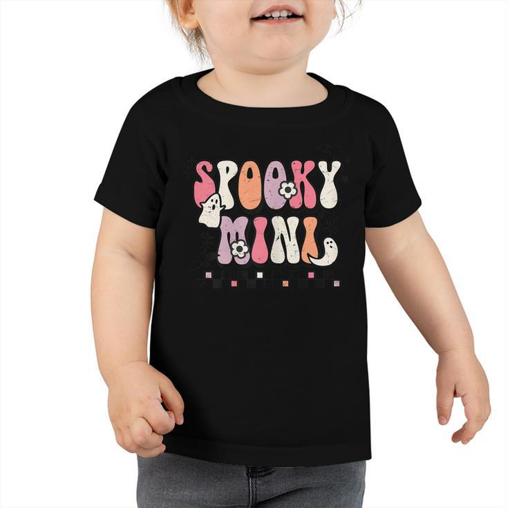 Womens Spooky Mini Cool Mini Funny Floral Ghost Halloween Vibes Toddler Tshirt