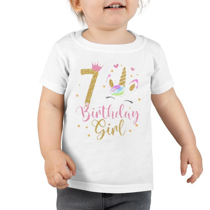7 Years Old Birthday Girl Cute Unicorn Toddler Tshirt