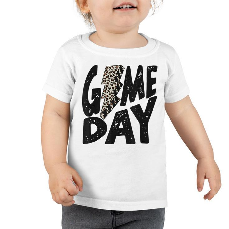 Game Day  Game Day Leopard Lightning Bolt Retro Trendy  Toddler Tshirt