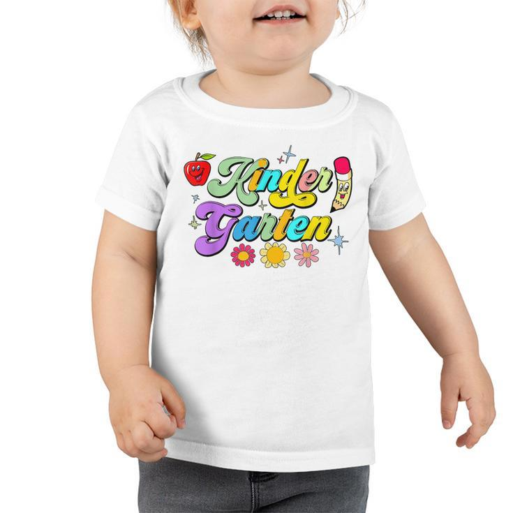 Groovy Kindergarten Vibes Retro Back To School Teachers Kids  Toddler Tshirt