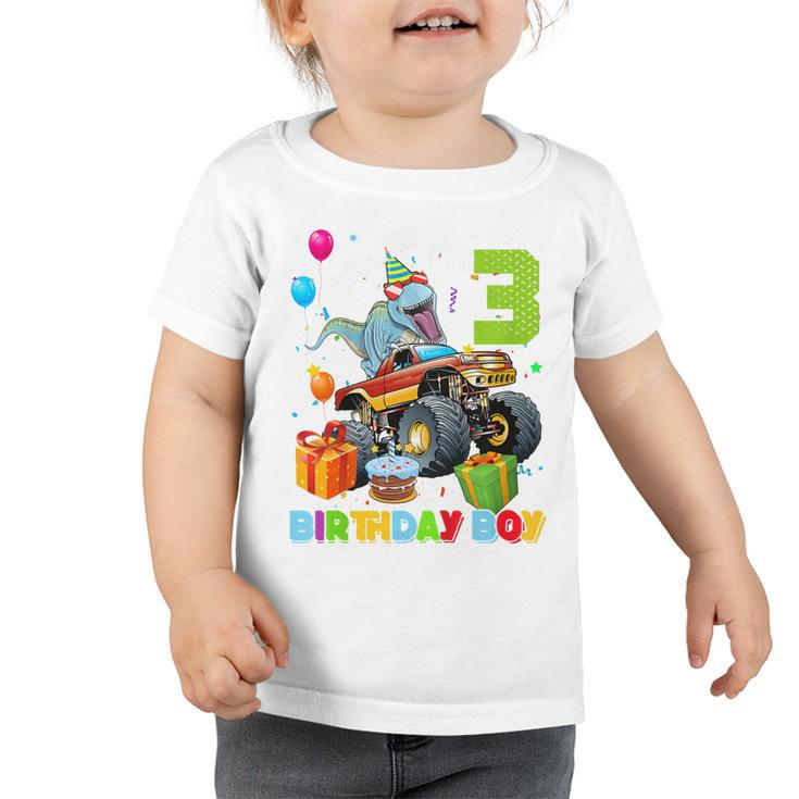 Kids 3 Year Old Monster Truck Dinosaur 3Rd Birthday Boys Toddler  Toddler Tshirt