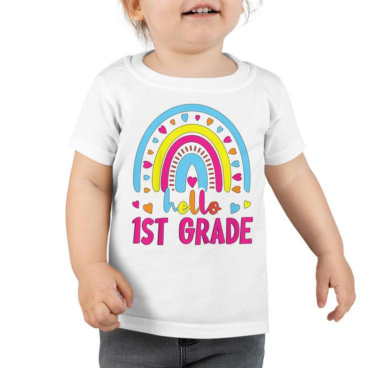 Kids First Day Of School Girls Back To School Hello First Grade  Toddler Tshirt
