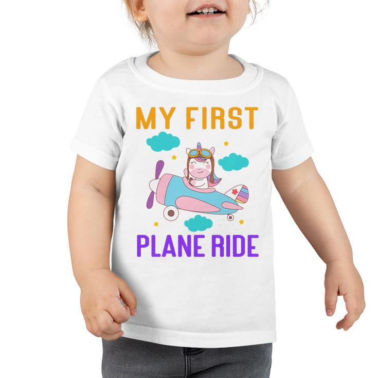 Kids First Time Flying My First Airplane Ride  Boys Girls   Toddler Tshirt