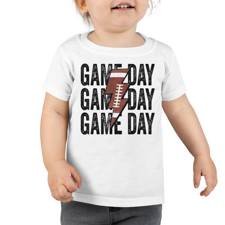 Vintage Game Day Football Lightning Bolt Funny Team Sport  Toddler Tshirt