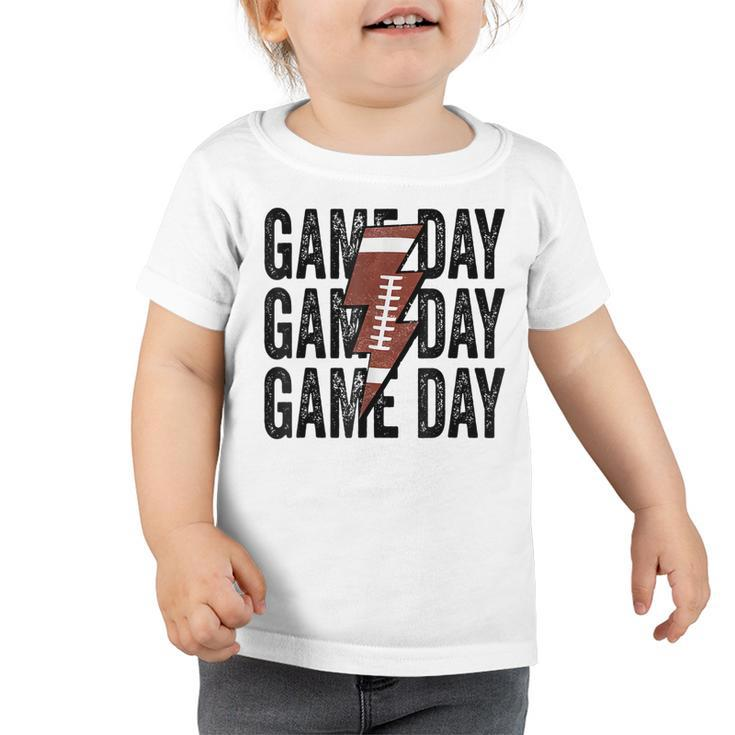 Vintage Game Day Football Lightning Bolt Funny Team Sport  V2 Toddler Tshirt
