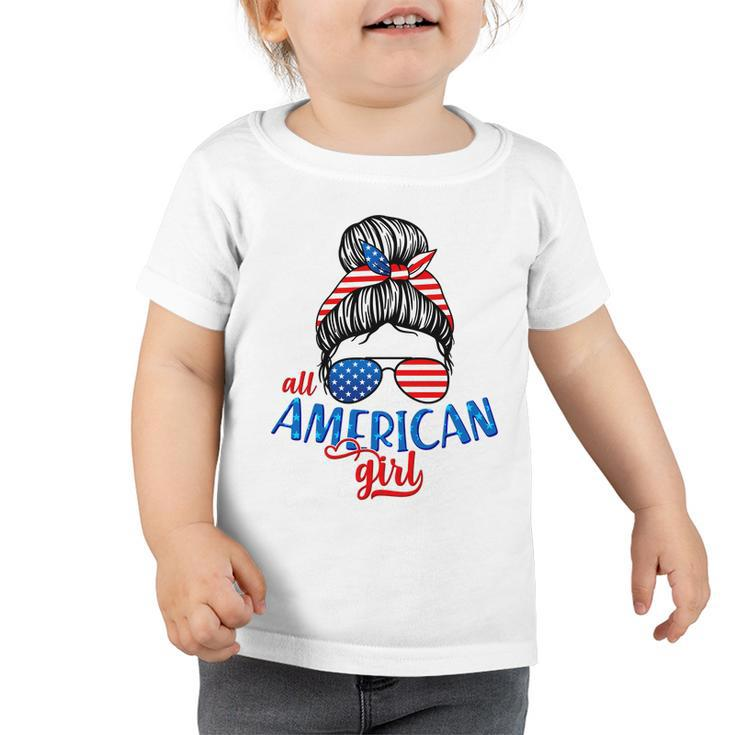 Cute All American Girl Usa Flag Toddler Tshirt
