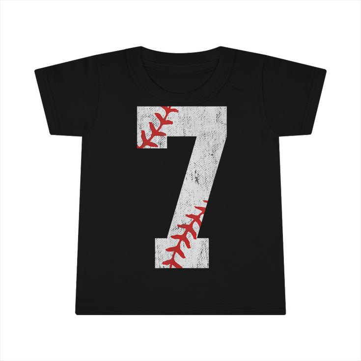 7Th Birthday Baseball Big Number Seven 7 Year Old Boy Girl  Infant Tshirt