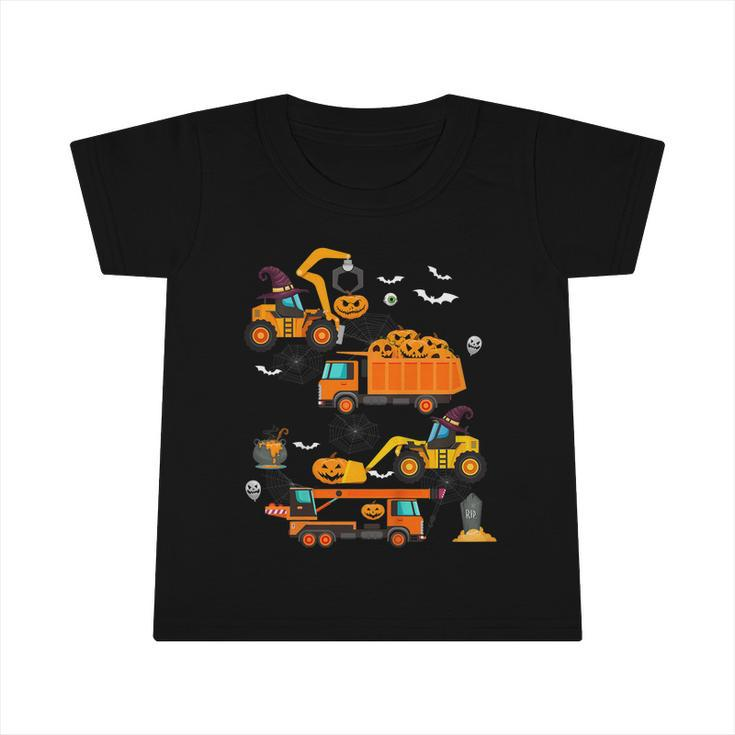 Construction Vehicle Halloween Crane Truck Pumpkin Boys Graphic Design Printed Casual Daily Basic Infant Tshirt