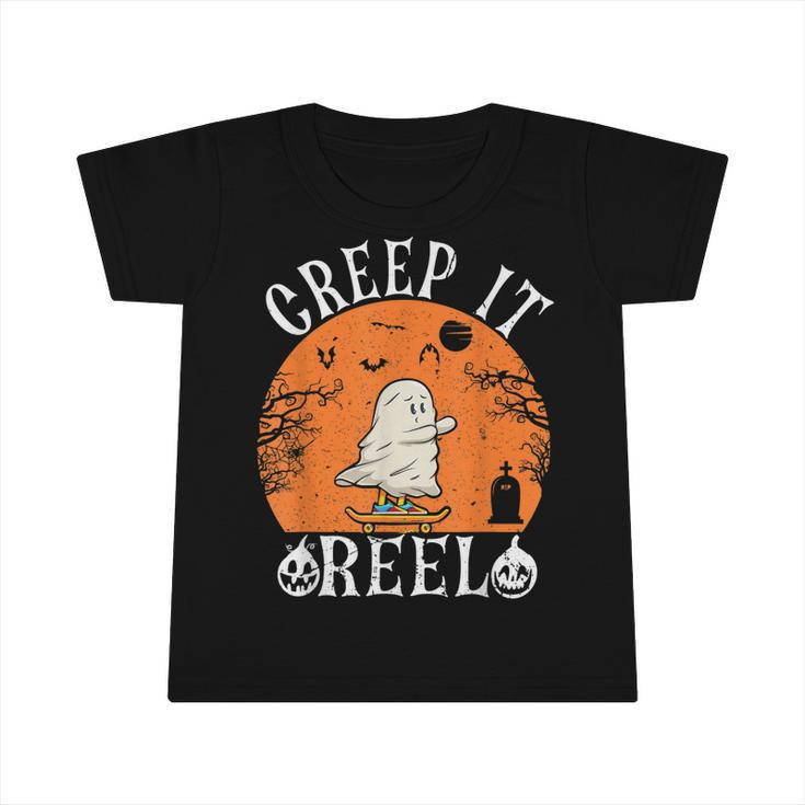 Creep It Real Ghost Men Skateboarding Halloween Fall Season  Infant Tshirt