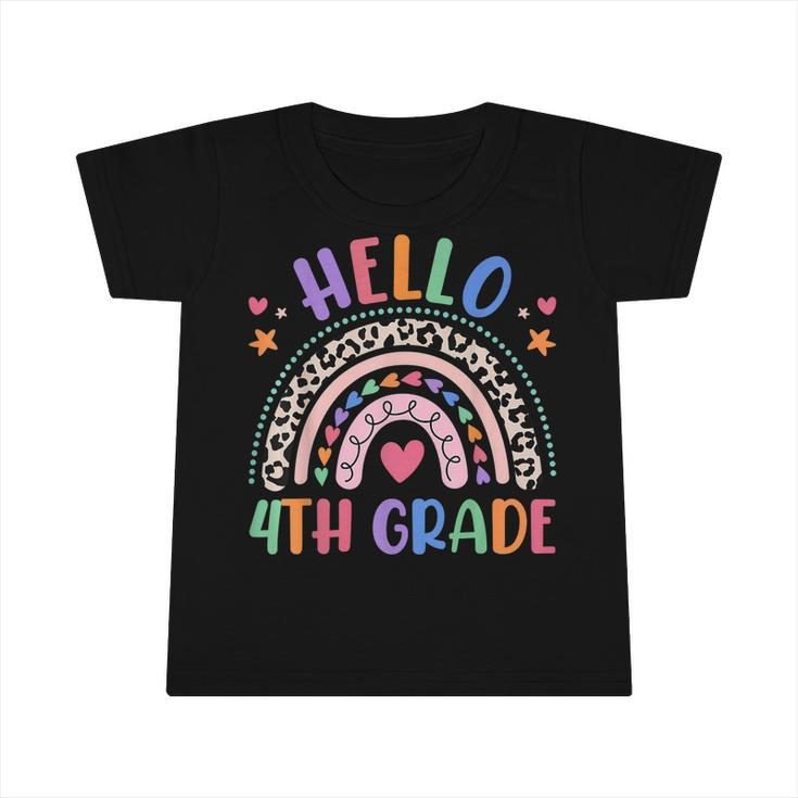 Hello 4Th Grade Leopard Boho Rainbow 1St Day Of School  Infant Tshirt